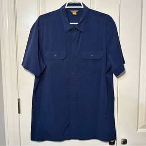 Eddie Bauer | Men's Blue Button-Down Short Sleeve Collared Shirt | Size L